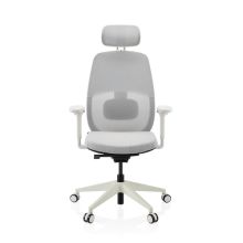 Skandis Pro | med hovedstøtte | Stel: Hvid - Prof kontorstol Grå / Hvid